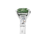 White gold Fancy Green Cushion  Cut Diamond Solitaire Ring with Tapered Baguette Accents and Four-Prong Setting_81