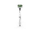 White gold Fancy Green Cushion Cut Diamond Solitaire Ring with Thin Band and Prong Setting_17