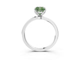 White gold Fancy Green Cushion Cut Diamond Solitaire Ring with Thin Band and Prong Setting_18
