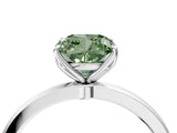 White gold Fancy Green Cushion Cut Diamond Solitaire Ring with Thin Band and Prong Setting_19