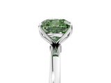 White gold Fancy Green Cushion Cut Diamond Solitaire Ring with Thin Band and Prong Setting_20