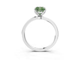 White gold Fancy Green Cushion Cut Diamond Solitaire Ring with Thin Band and Prong Setting_42