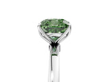 White gold Fancy Green Cushion Cut Diamond Solitaire Ring with Thin Band and Prong Setting_44