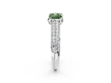 White gold Fancy Green Cushion Cut Diamond Solitaire Ring with Three-Row Pavé Band and Four-Prong Setting_50