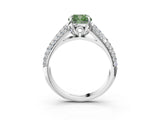 White gold Fancy Green Cushion Cut Diamond Solitaire Ring with Three-Row Pavé Band and Four-Prong Setting_51