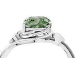 White gold Fancy Green Cushion Cut Diamond Solitaire Ring with Twist Band and Four-Prong Setting_85