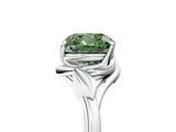 White gold Fancy Green Cushion Cut Diamond Solitaire Ring with Twist Band and Four-Prong Setting_86