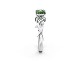 White gold Fancy Green Cushion Cut Diamond Solitaire Ring with Twisted Band and Prong Setting_333
