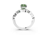 White gold Fancy Green Cushion Cut Diamond Solitaire Ring with Twisted Band and Prong Setting_334