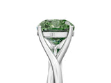White gold Fancy Green Cushion Cut Diamond Solitaire Twist Band Prong Setting Ring_101
