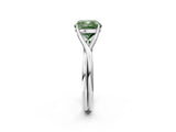 White gold Fancy Green Cushion Cut Diamond Solitaire Twist Band Prong Setting Ring_98
