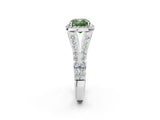 White gold Fancy Green Cushion Cut Diamond Split Shank Halo Ring with Four-Prong Setting_123