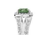 White gold Fancy Green Cushion Cut Diamond Split Shank Halo Ring with Four-Prong Setting_127