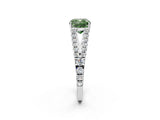 White gold Fancy Green Cushion Cut Diamond Split Shank Pavé Engagement Ring with Four-Prong Setting_131