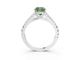 White gold Fancy Green Cushion Cut Diamond Split Shank Pavé Engagement Ring with Four-Prong Setting_132