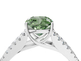 White gold Fancy Green Cushion Cut Diamond Split Shank Pavé Engagement Ring with Four-Prong Setting_132