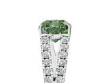 White gold Fancy Green Cushion Cut Diamond Split Shank Pavé Engagement Ring with Four-Prong Setting_133