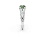 White gold Fancy Green Cushion Cut Diamond Split Shank Ring with Pavé Band and Four-Prong Setting_60