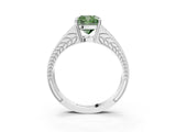 White gold Fancy Green Cushion Cut Diamond Split Shank Ring with Pavé Band and Four-Prong Setting_61