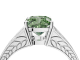 White gold Fancy Green Cushion Cut Diamond Split Shank Ring with Pavé Band and Four-Prong Setting_62