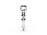 White gold Fancy Green Cushion Cut Diamond Three-Stone Ring with Channel Set Band and Four-Prong Setting_83