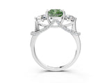 White gold Fancy Green Cushion Cut Diamond Three-Stone Ring with Prong Setting and Pavé Band_3