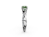 White gold Fancy Green Cushion  Cut Diamond Twist Band Solitaire with Prong Setting_40