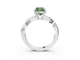White gold Fancy Green Cushion  Cut Diamond Twist Band Solitaire with Prong Setting_41