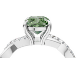 White gold Fancy Green Cushion  Cut Diamond Twist Band Solitaire with Prong Setting_42
