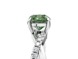 White gold Fancy Green Cushion  Cut Diamond Twist Band Solitaire with Prong Setting_43