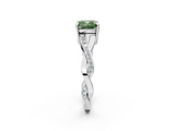White gold Fancy Green Cushion  Cut Diamond Twisted Band Engagement Ring with Prong Setting_5