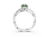 White gold Fancy Green Cushion  Cut Diamond Twisted Band Engagement Ring with Prong Setting_6