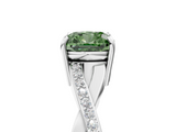 White gold Fancy Green Cushion  Cut Diamond Twisted Band Engagement Ring with Prong Setting_8