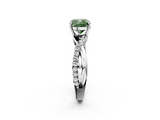 White gold Fancy Green Cushion  Cut Diamond Twisted Band with Pavé Setting and Four-Prong Setting_22