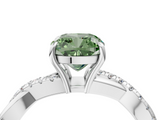 White gold Fancy Green Cushion  Cut Diamond Twisted Band with Pavé Setting and Four-Prong Setting_24