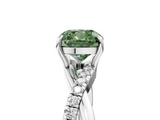 White gold Fancy Green Cushion  Cut Diamond Twisted Band with Pavé Setting and Four-Prong Setting_25