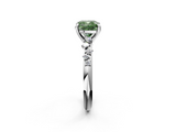 White gold Fancy Green Cushion  Cut Diamond Vine Band with Four-Prong Setting_55