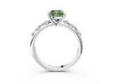 White gold Fancy Green Cushion  Cut Diamond Vine Band with Four-Prong Setting_56
