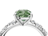 White gold Fancy Green Cushion  Cut Diamond Vine Band with Four-Prong Setting_57