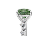 White gold Fancy Green Cushion  Cut Diamond Vine Band with Four-Prong Setting_58