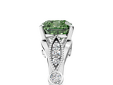 White gold Fancy Green Cushion  Cut Diamond with Milgrain Marquise and Bezel Accents on a Solitaire Band with Prong Setting_221