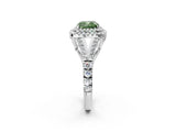 White gold Fancy Green Cushion  Cut Double Halo Split Shank Diamond Ring with Prong Setting_51