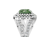 White gold Fancy Green Cushion  Cut Double Halo Split Shank Diamond Ring with Prong Setting_53