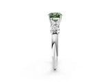 White gold Fancy Green Cushion  Cut Five-Stone Prong Set Diamond Ring with Classic Band_34