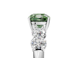 White gold Fancy Green Cushion  Cut Five-Stone Prong Set Diamond Ring with Classic Band_37