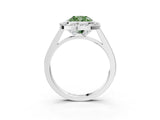 White gold Fancy Green Cushion Cut Halo Bezel Diamond Pave Band Ring_3