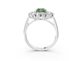 White gold Fancy Green Cushion Cut Halo Cluster Diamond Ring with Pave Band and Four-Prong Setting_16