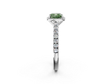 White gold Fancy Green Cushion  Cut Halo Diamond Engagement Ring with Pave Band and Four-Prong Setting_30