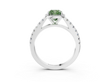 White gold Fancy Green Cushion  Cut Halo Diamond Engagement Ring with Pave Band and Four-Prong Setting_31