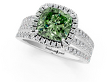 White gold Fancy Green Cushion  Cut Halo Diamond Engagement Ring with Split Shank and Four-Prong Setting_20